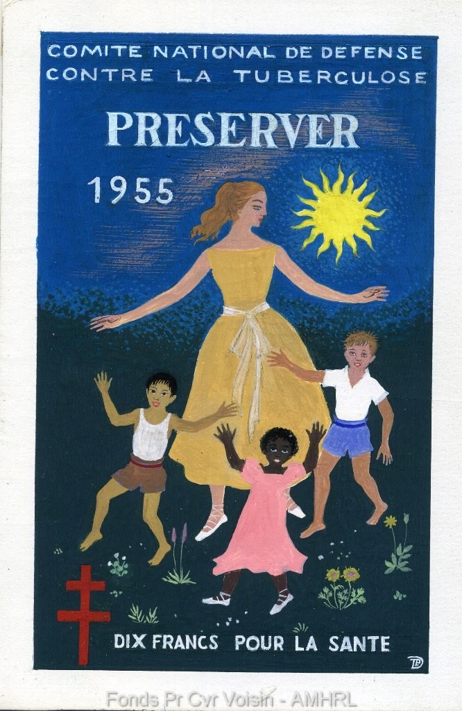 1955 « Préserver » maquette en peinture de l’artiste Dominique Piéchaud pour une proposition du timbre