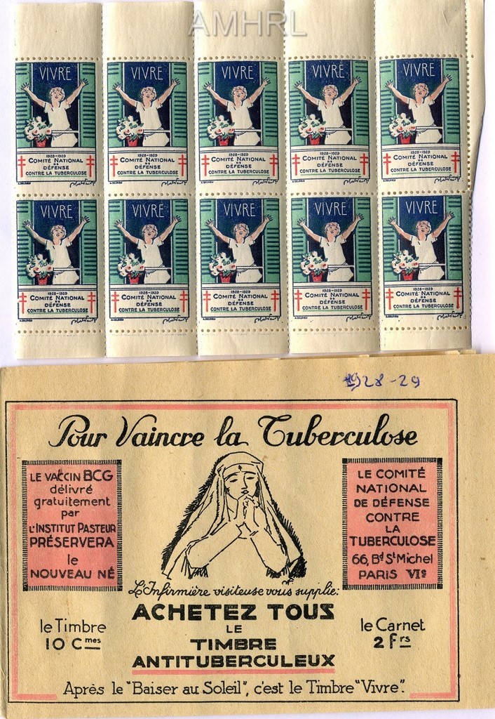 1928-1929 Carnet « Pour vaincre le tuberculose » plaquette de 10 timbres